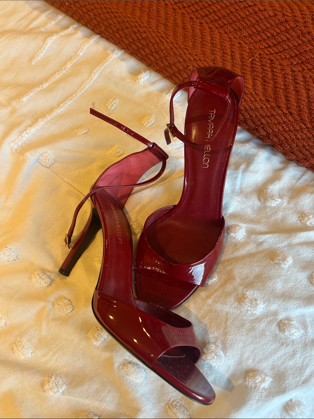 Tamara Mellon Patent Burgundy Sandals 41